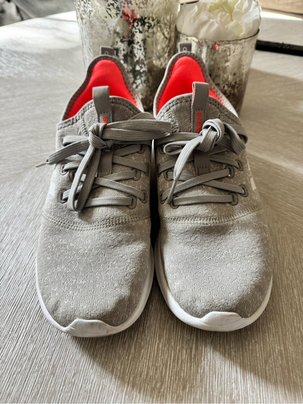 adidas Cloud Knit Athletic Shoes with Orange Interior